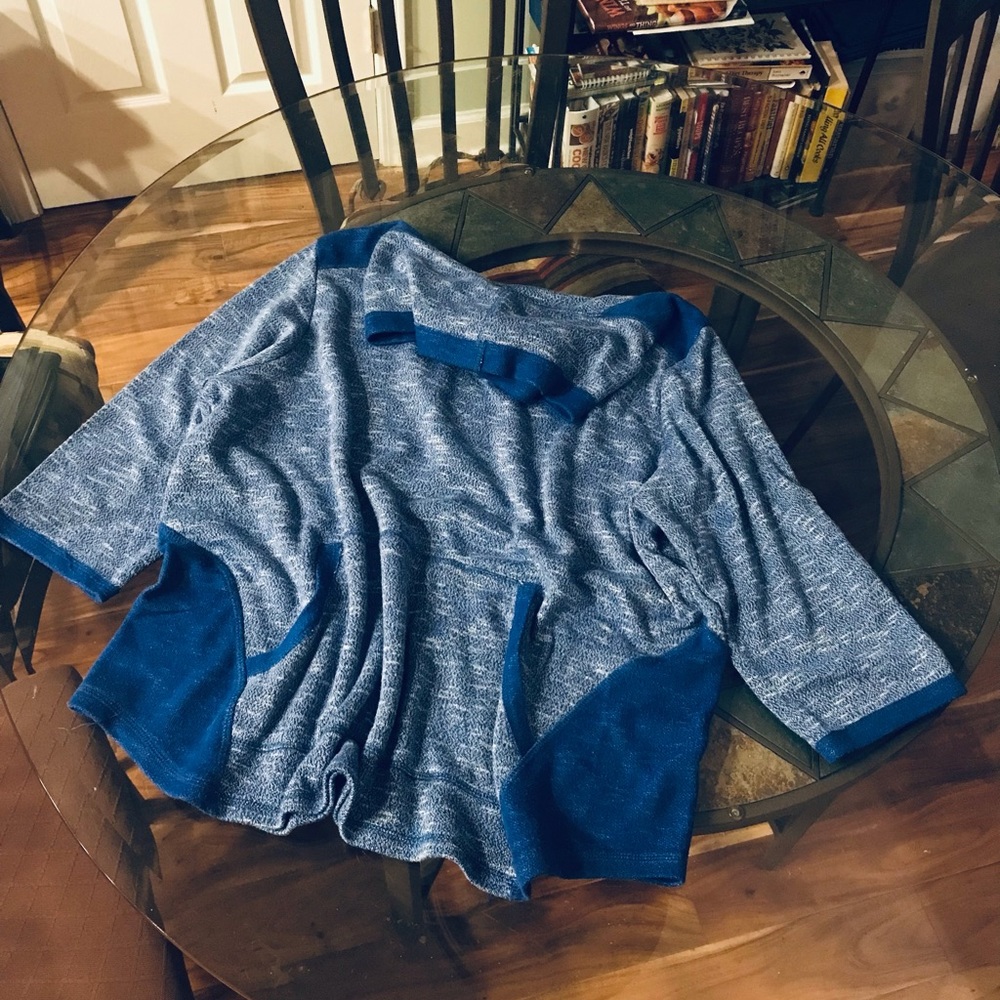 Ruby Rd. Cowl Neck Blue Oversized Sweat Blouse - image 1